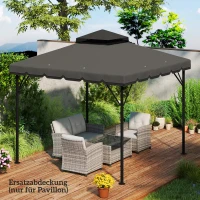 Outsunny Vervangend dak voor paviljoen 3x3m waterafstotend paviljoendak met dubbellaags dak waterafvoergaten Lichtgrijs(m-9)