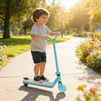 AIYAPLAY Electric Scooter for Kids Aged 4-7 Years, with Flashing LED Lights, Rear Auxiliary Wheels, Blue(m-2)