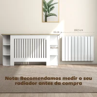HOMCOM Cobertura para Radiadores com Prateleiras Desenho Moderno de Ripas para Sala de Estar Quarto 152x19x83 cm Branco(m-4)