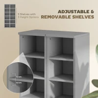 HOMCOM Set of 2 CD Media Display Shelf Unit Tower Rack with Adjustable Shelves, Light Grey(m-6)