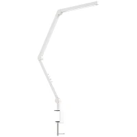 HOMCOM LED Desk Lamp, Dimmable Desk Light with Swing Arm and Clamp, Adjustable Eye-Caring Table Lamp with 2 Colour Modes & 5 Brightness Levels for Study, Drawing, Office, Architect, Task, White(m-1)