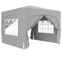 Outsunny Gazebo da Giardino 3x3m Pieghevole con Altezza Regolabile, Protezione UPF50+ e Borsa, Grigio Chiaro(m-1)
