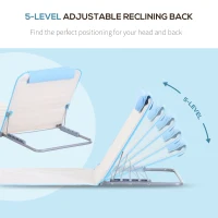 Outsunny Set of 2 Foldable Garden Beach Chair Mat, Lightweight Outdoor Sun Lounger Seats with Adjustable Back, Metal Frame, PE Fabric Head Pillow and Carry Bag, Cream White(m-6)