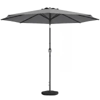 Outsunny 2.7 m Garden Parasol Umbrella with Cross Base and Sandbag, Retractable Ribs, Outdoor Table Market Umbrella, Light Grey(m-11)