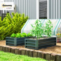 Outsunny Set of Two 110 x 65cm Steel Planter Boxes - Green(m-2)