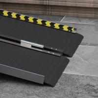 HOMCOM Wheelchair Ramp, 122L x 73Wcm, 272KG Capacity, Folding Aluminium Threshold Ramp with Non-Skid Surface, Transition Plates Above and Below for Home, Steps, Stairs, Curbs, Doorways(m-9)
