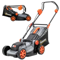 Outsunny Kabelloser Akku-Rasenmäher 18 V mit 2 Akkus à 4,0 Ah, Schnittbreite 34 cm und Mulch-Funktion, Motor 700 W(m-7)
