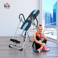 HOMCOM Foldable Gravity Inversion Table AB Exercise Bench Back Therapy Home Fitness Bench, Multi(m-2)