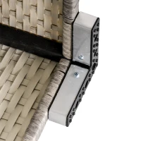 Outsunny Square PE Wicker Rattan Table, with Glass Top - Light Grey(m-21)