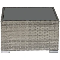 Outsunny Square PE Wicker Rattan Table, with Glass Top - Light Grey(m-24)