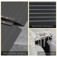 HOMCOM Rollstuhlrampe, zusammenklappbar, rutschfeste Oberfläche, vielseitig einsetzbar, tragbar, Aluminium, Schwarz(m-5)