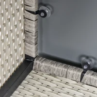 Outsunny Square PE Wicker Rattan Table, with Glass Top - Light Grey(m-22)