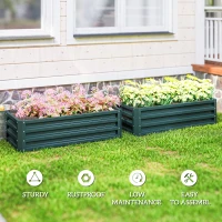 Outsunny Set of Two 110 x 65cm Steel Planter Boxes - Green(m-7)