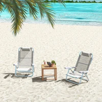 Outsunny Lot de 2 chaises de jardin pliantes chaise de pêche portable chaise de camping appui-tête dossier inclinable à 6 niveaux(m-10)