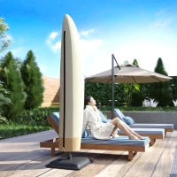 Outsunny Housse de protection imperméable pour parasol déporté avec fermeture éclair et cordon de serrage tissu Oxford avec revêtement PVC étanche Ø 56 x 220 cm beige et café(m-10)