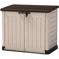 Coffre de rangement extérieur KETER en résine 1200 litres Beige et marron - Range Poubelles ou vélo(m-1)