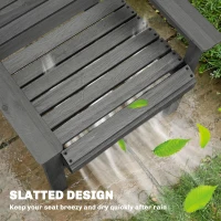 Outsunny Wooden Garden Dining Chair, Outdoor Chair Garden Armchair with Curved Seat and Wide Armrests, Grey Embossed Finish(m-7)