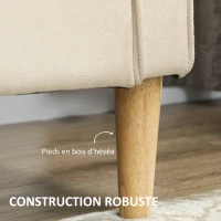 HOMCOM Canapé 3 places en flanelle de neige, canapé moderne avec rangement caché, dossier capitonné, 166,5 x 62 x 82 cm, crème(m-5)