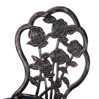 Outsunny 3 PC Bistro Set, Cast Aluminum, Steel-Bronze(m-6)