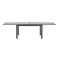 Table de jardin extensible rectangulaire 6 a 10 personnes - Structure aluminium - Plateau verre trempé - L 135-270 x H 75 x P 90(m-5)