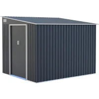 Abri de jardin en métal 5,5 m² - 215 x 257 x 193 cm - TORONTO - Kit d'ancrage inclus, 2 portes coulissantes - Gris(m-1)