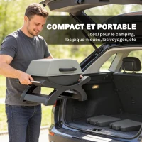 Outsunny Barbecue électrique extérieur 2300W, barbecue de table portable avec grilles émaillées, étagères latérales, noir(m-5)