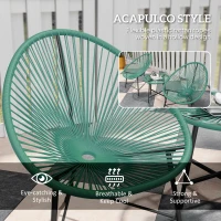Outsunny Rattan Bistro Set with Acapulco Chairs and Glass Table, Green(m-5)