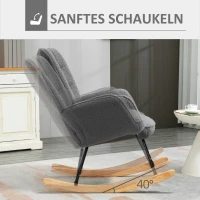 HOMCOM Schaukelstuhl im Retro-Design, Massivholz, Sessel, Relaxsessel, 98 cm x  71 cm x 101 cm, Dunkelgrau(m-4)