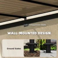 Outsunny 3 x 2.87 m Metal Lean-to Pergola, Wall-Mounted Hardtop Garden Pergola with Polycarbonate Roof and Metal-Aluminium Frame(m-4)