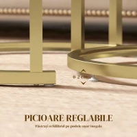 HOMCOM Set de 2 mese de cafea cu blat cu efect de marmură, din lemn și oțel, Ø50x50,5 cm și 60x36x43,5 cm, Alb(m-6)