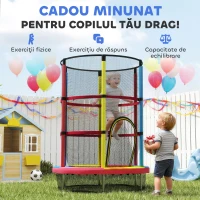 HOMCOM Trambulină pentru Copii 3-6 Ani cu Plasă de Siguranță, fără Arcuri, Ø160x190 cm, Multicoloră(m-9)