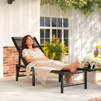 Outsunny Reclining Sun Lounger - Black(m-7)