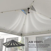 Outsunny Gazebo Roof Replacement UV50+ Waterproof Pop Up Canopy Cover with 8 Drainage Holes 3 x 3 m Dark Grey(m-5)