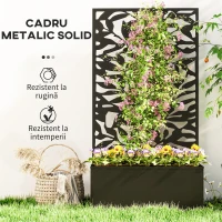Outsunny Ghiveci cu spallier pentru plante cățărătoare din oțel, montare pe perete sau pe podea, 61x23x113 cm, negru(m-6)