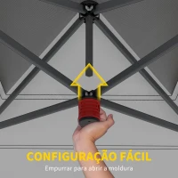 Outsunny Tenda Dobrável Pop-up 4x4 m com Bloqueio Central UPF50+ Altura Ajustável Sacos de Areia e Bolsa com Rodas Bege e Castanho(m-4)