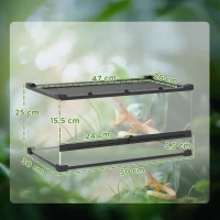 PawHut Reptile Glass Terrarium, Reptile Vivarium with Front Ventilation, Escape-Proof Knob Lock, Glass Enclosure for Lizards, Horned Frogs, Snakes, 50 x 30 x 25 cm, Black(m-3)