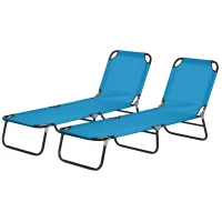 Outsunny Garden Sun Lounger, with Five-Position Back - Sky Blue(m-11)