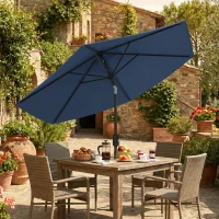 Outsunny 2.6 m Garden Parasol Umbrella with Aluminium Pole, Outdoor Patio Umbrella with Tilt and Crank, Vent, Navy Blue(m-9)