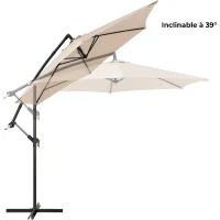 Parasol déporté AUREA Ø 3 m - Structure en aluminium avec toile polyester 180g - Creme(m-3)