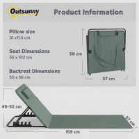 Outsunny Foldable Sun Loungers Set of 2, Portable Folding Beach Lounger with 4-level Adjustable Backrest, Grey(m-3)