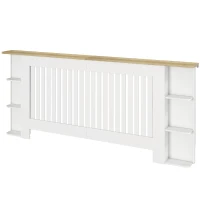 HOMCOM Radiator Cover with Open Storage Shelves, Vertical Slatted Cabinet Shelf Heater Cover for Living Room, Hallway, Extra Large, White(m-11)