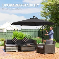 Outsunny 3 m Cantilever Parasol with Protective Cover and Wind Ropes, Banana Parasol with Crank Handle, Black(m-4)