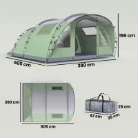 Outsunny Large Multi-Room Tent for 2-4 People, with Windows and Porch, Green(m-3)