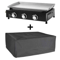 Plancha a gaz - Cookingbox - Cuenca - 3 brûleurs - Surface de cuisson : 61 x 35 cm - Cuve en acier(m-1)