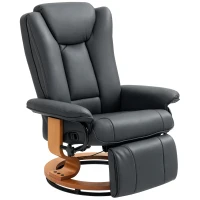 HOMCOM Relaxsessel mit Liegefunktion, drehbar, bis 150 kg, Kunstlederbezug, Stahlrahmen, Dunkelgrau(m-10)