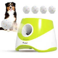 PawHut Automatic Dog Ball Launcher with 5 ETPU Tennis Balls 2.3", 3 Distance Settings 20/33/46ft, Green(m-10)