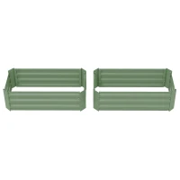 Outsunny Conjunto de 2 Caixas de Plantio de Aço Caixa de Plantio Quadrada para Cultivos de Plantas Flores Pátio Exterior 100x50x30 cm Verde(m-11)