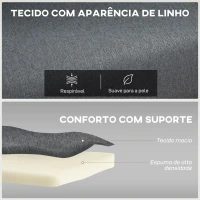 HOMCOM Sofá Cama Individual Dobrável com Encosto Ajustável em 5 Níveis Almofada e Estofado de Linho Sintético 75x70x75 cm Cinzento(m-6)