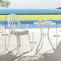Outsunny Three-Piece Cast Aluminium Bistro Set - White(m-3)
