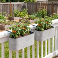 Outsunny Conjunto de 2 Vasos Suspensos com Sistema de Dreno e Gancho 42x16x15 cm Cinza Claro(m-4)